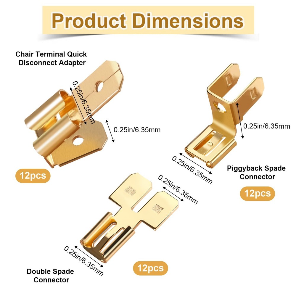 36pcs Electrical Connectors Kit, Includes 12pcs Double Spade Connectors 12pcs...