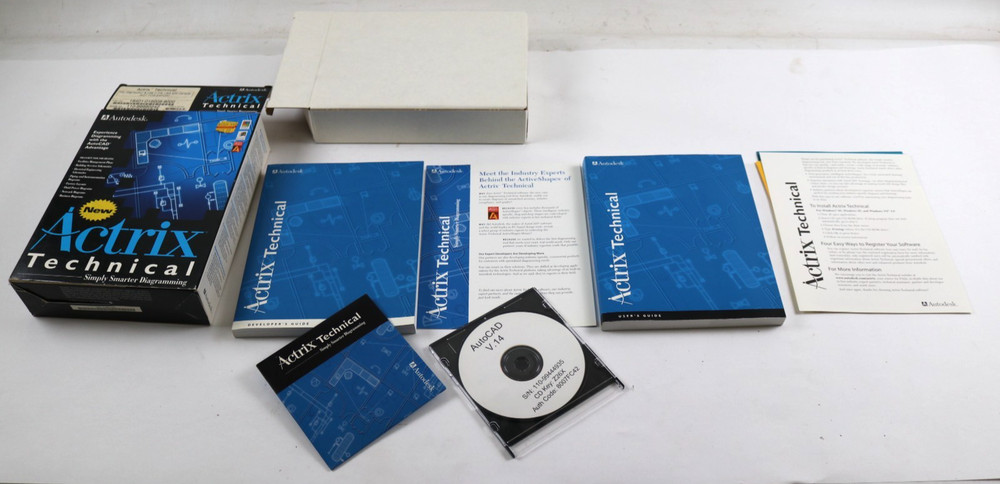 Autodesk Actrix Technical Vintage PC Software Box Set Disk Manuals Guide Vintage