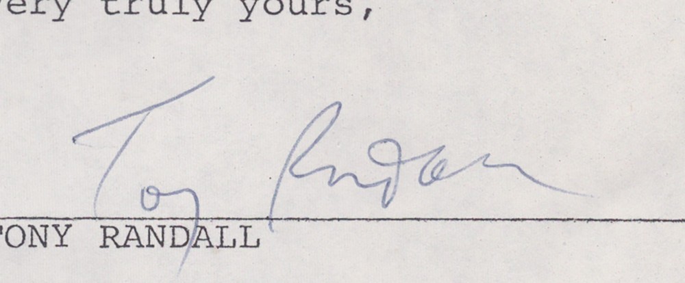 TONY RANDALL - CONTRACT SIGNED 1978