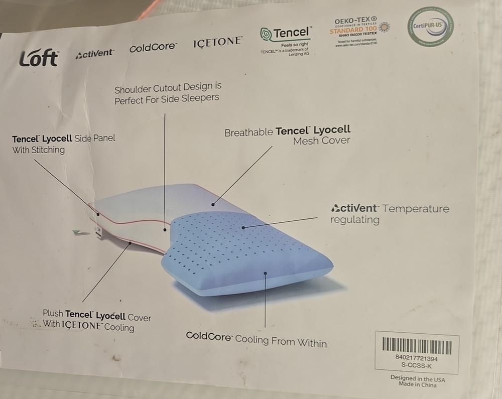 Loft Cool Control Pillow - Side Sleeper - King