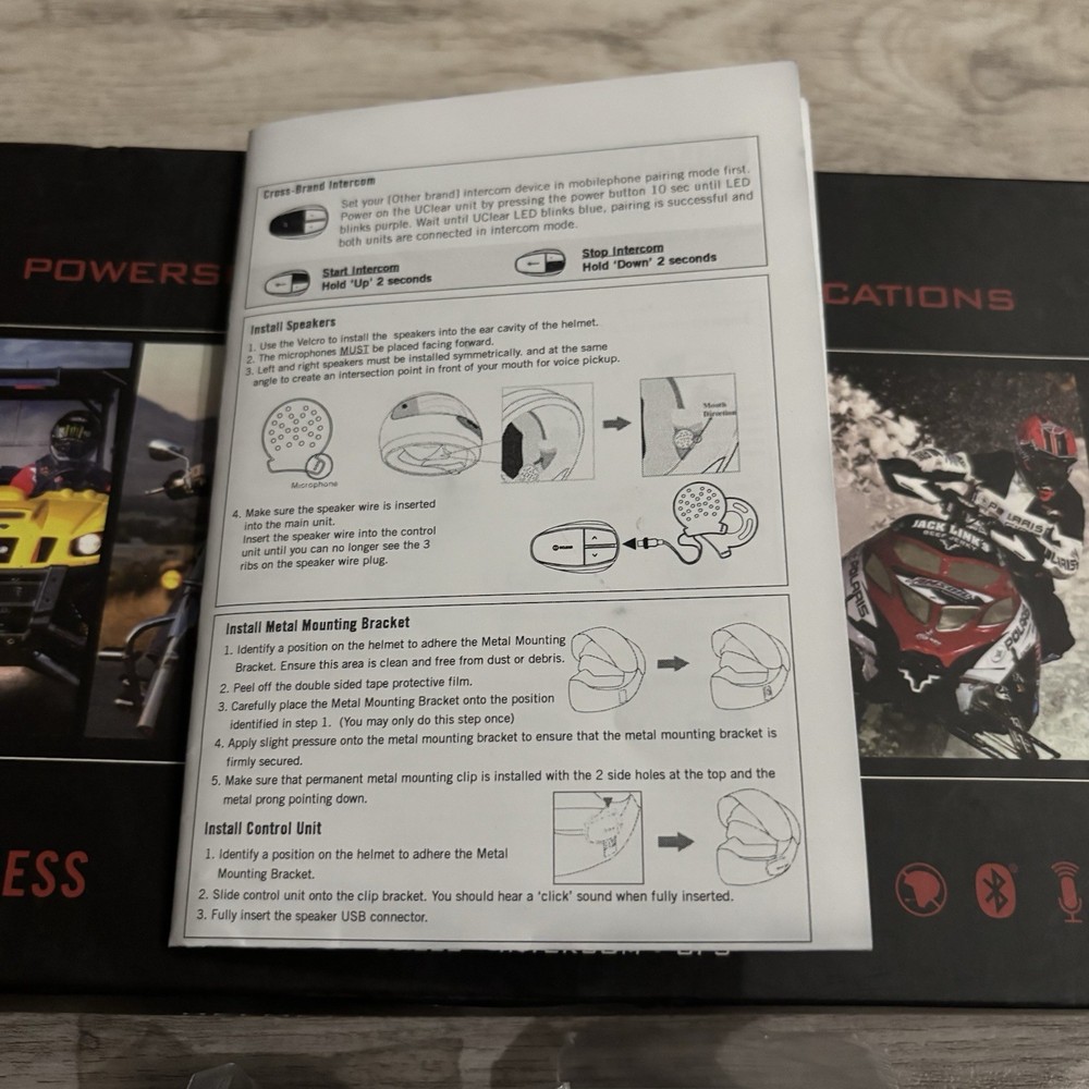 UClear Powersports Helmet Bluetooth Communications HBC100 Plus Single Tested