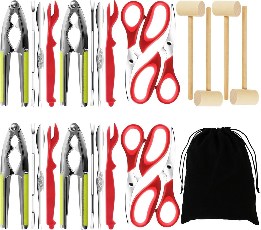 Seafood Crab Crackers and Tools, 25 Pcs Crab Leg Cracker Tool, Nut Crackers Tool
