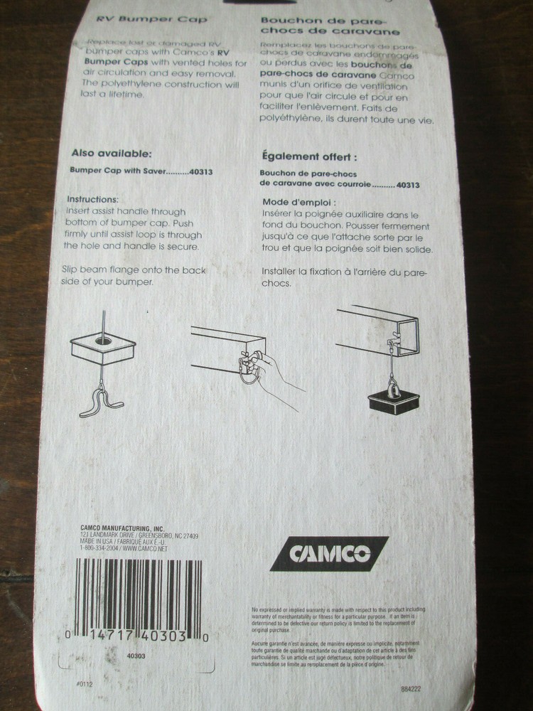 CAMCO 40303 Bumper Cap, Polyethylene, Black