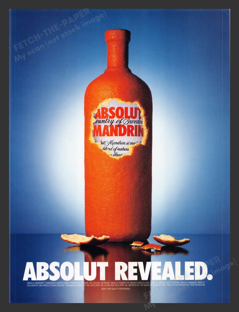Absolut Revealed Mandrin Alcohol 2000 Print Advertisement Ad
