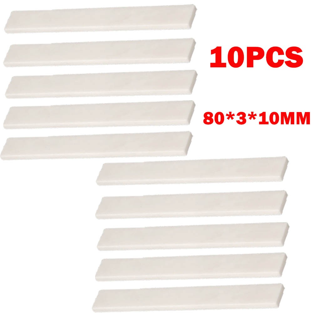 10Pc 80*3*10mm White Bone Guitar String Bridge Saddle For Acoustic Classical HOT