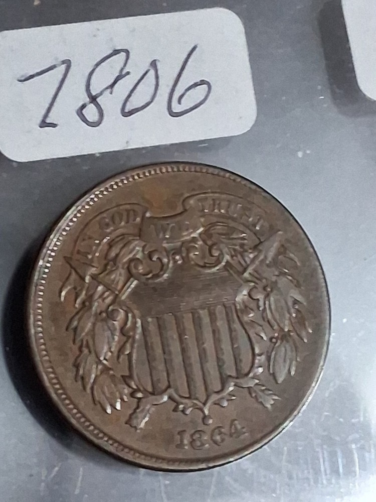 1864 2 CENT PIECE - CONDITION IS AMAZING - ALSO MINT ERROR - DIE OFF CENTER !!!