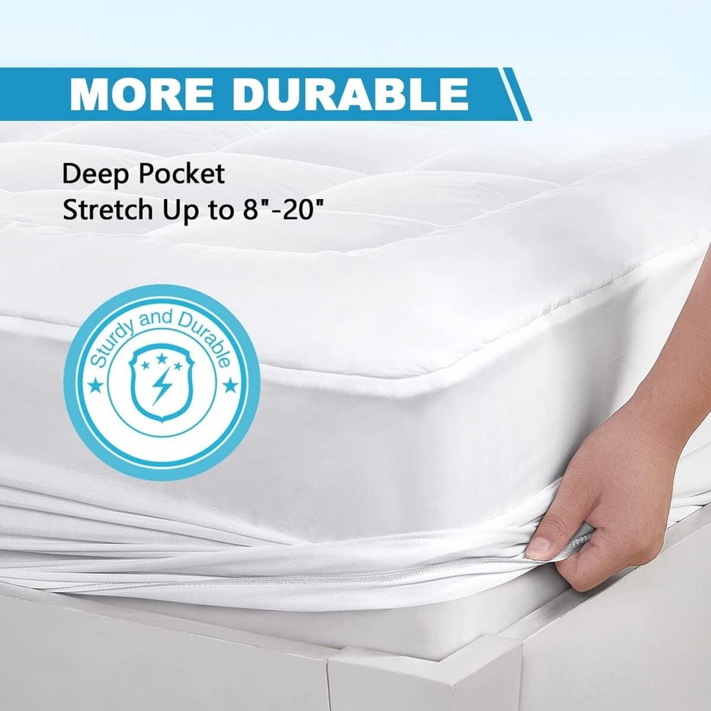 Full Size Mattress Pad Cover - Cooling & Breathable - Soft Down Alternative Fill