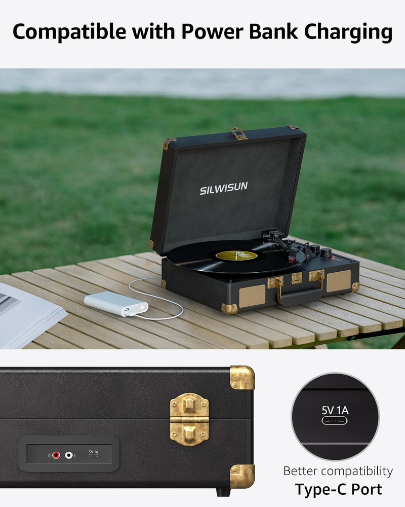 Journey+ Bluetooth Suitcase Record Player, Black