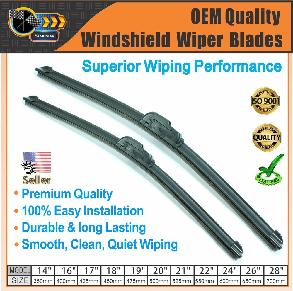 Windshield Wiper Blades 19"+19" J-Hook Wiper Replacement Premium Quality