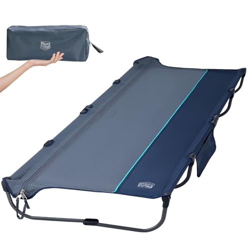 20-Second Quick Set-Up Camping Cot, Lightweight Aluminum Folding Cot with Blue