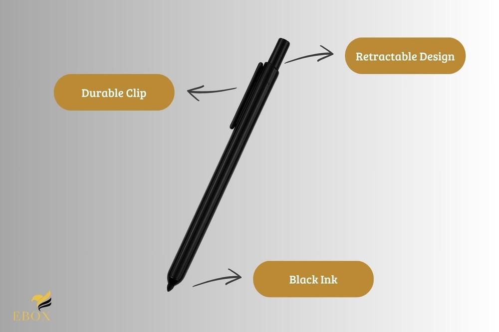 Retractable Permanent Marker Fine Point Black Quick Dry Multi Surface 12 PC