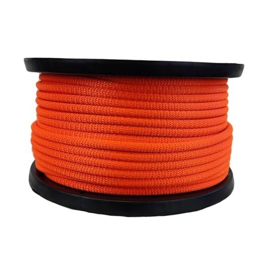 3/8 inch Neon Orange Dacron Polyester Rope - 250 Foot Spool | Solid Braid -