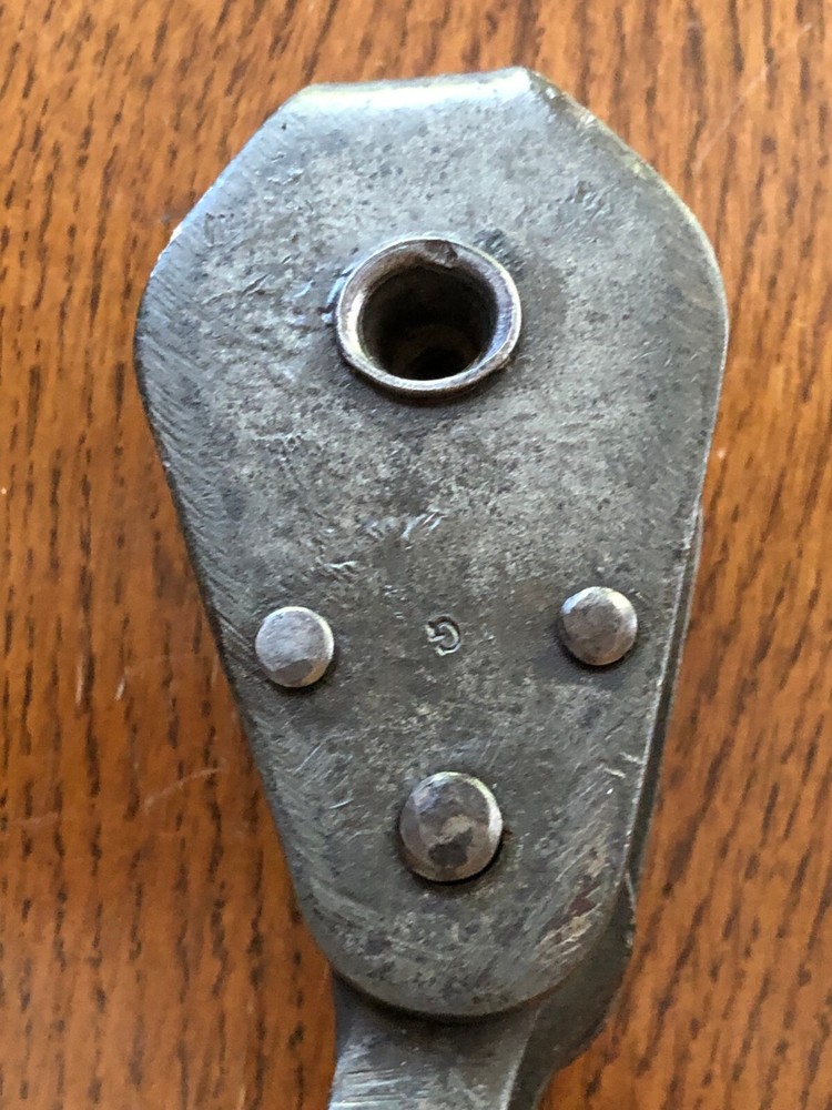 Vintage Galvanized Iron Strap 2-1/2" Triple Pulley Assembly