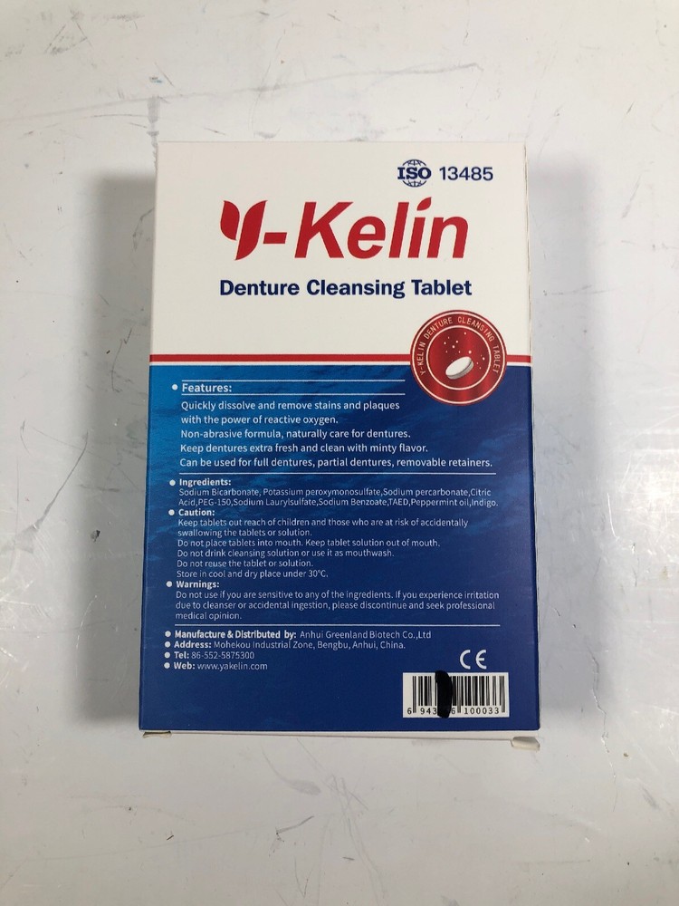 Kelin Denture Cleansing Tablet, 30 Tablets Per Box, Bundle Of 12 Boxes.