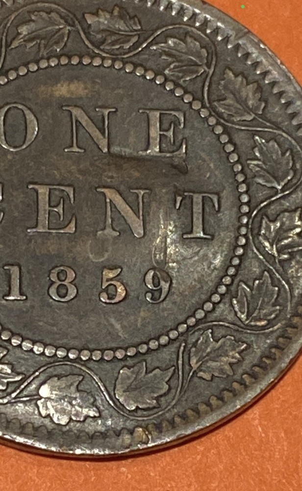 1859 Canada One Cent Lamination /clash Error