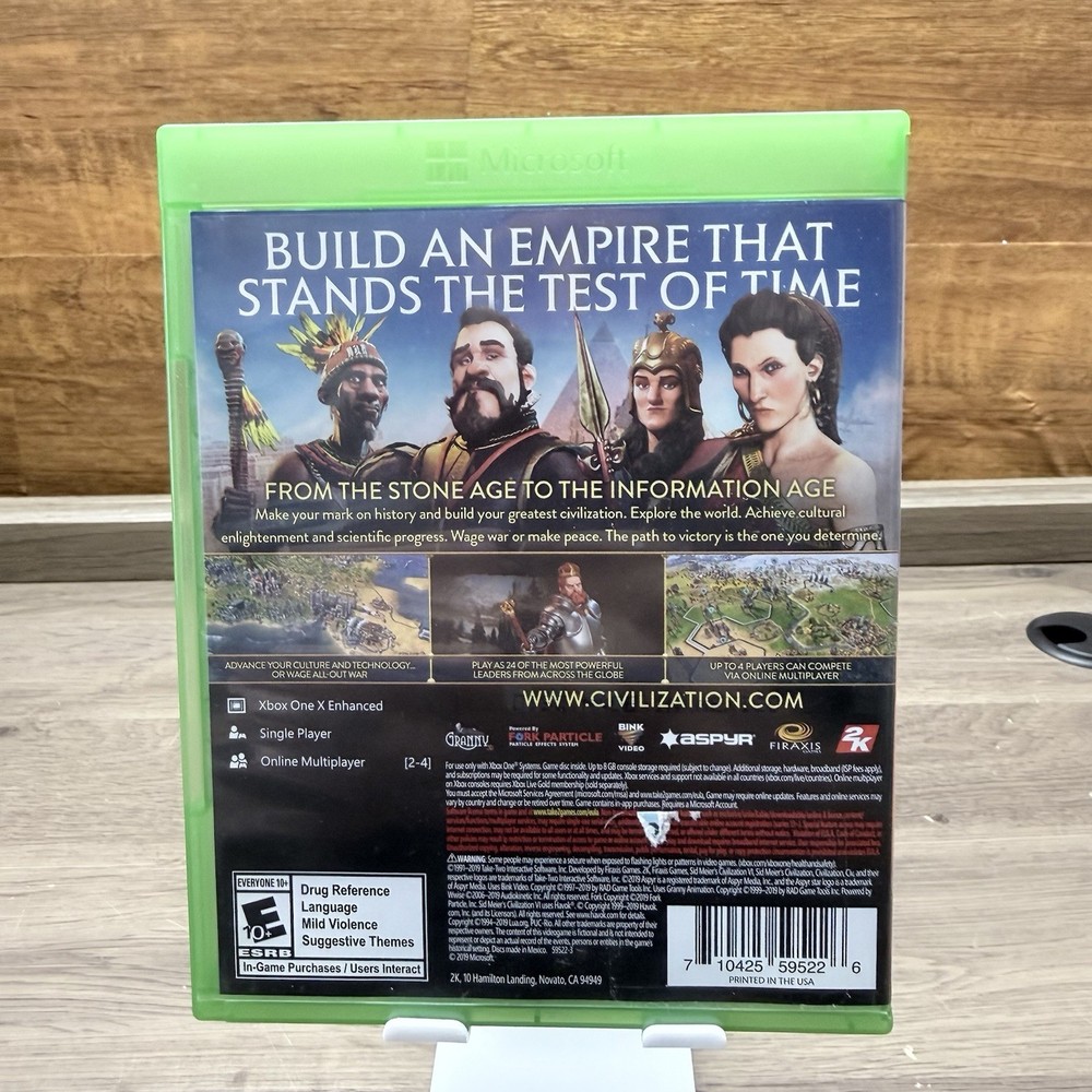 Sid Meiier’s Civilization VI Video Game (Microsoft Xbox One, 2019) Enhanced