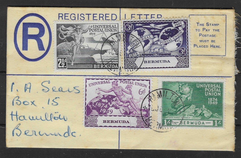 Bermuda 1949 Registered UPU FDC