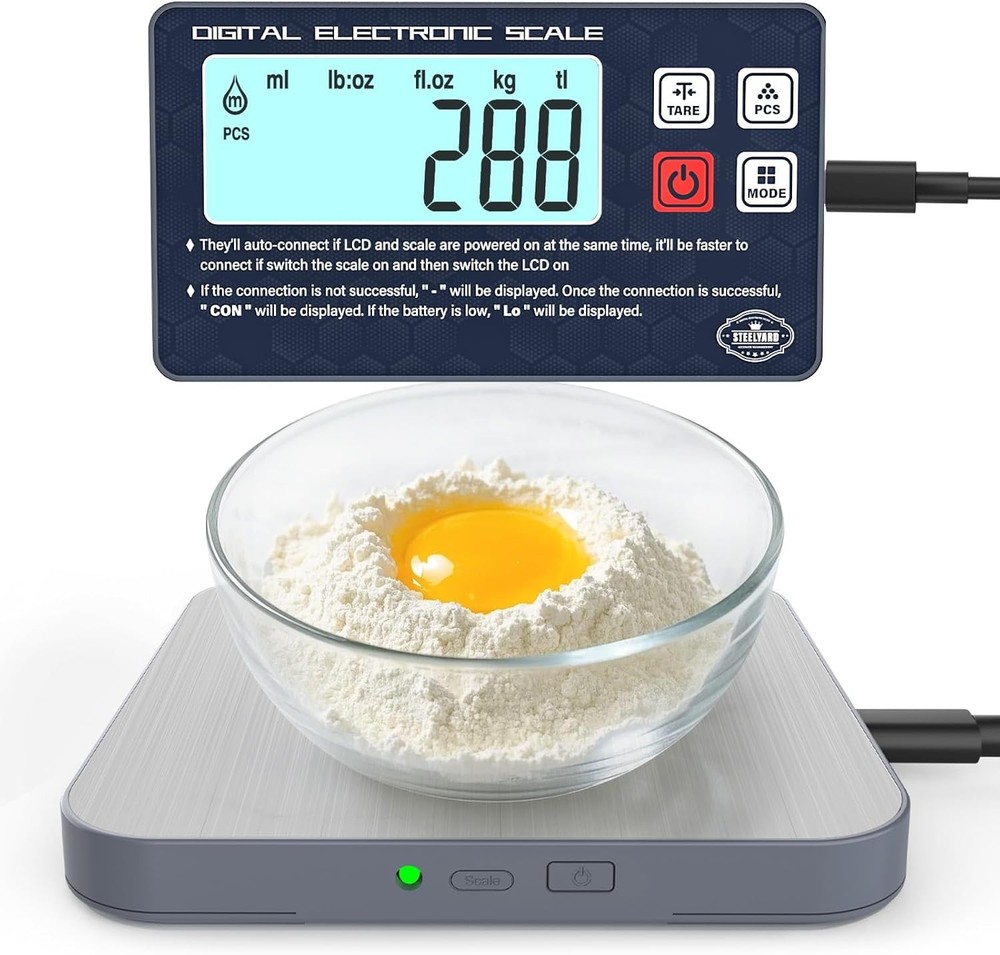 Recharable Digital Kitchen Food Scale - Detachable Display Eic