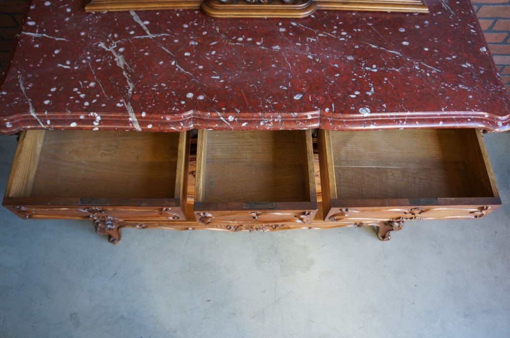 Louis XV Vaisselier ~ Server ~ Marble Top Buffet ~ Antique Rococo Sideboard