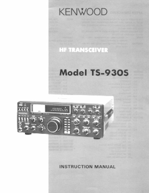 KENWOOD TS-930S INSTRUCTION MANUAL