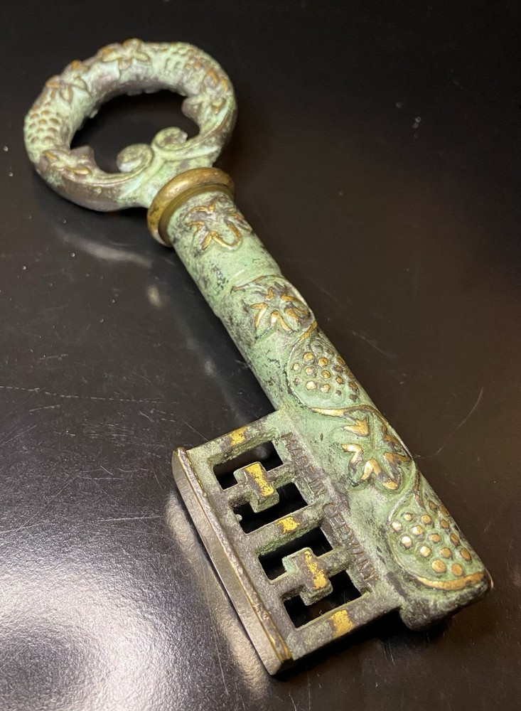 1950’s Solid Brass Corkscrew/ Bottle Opener Skeleton Key. Marked Made In GERMANY