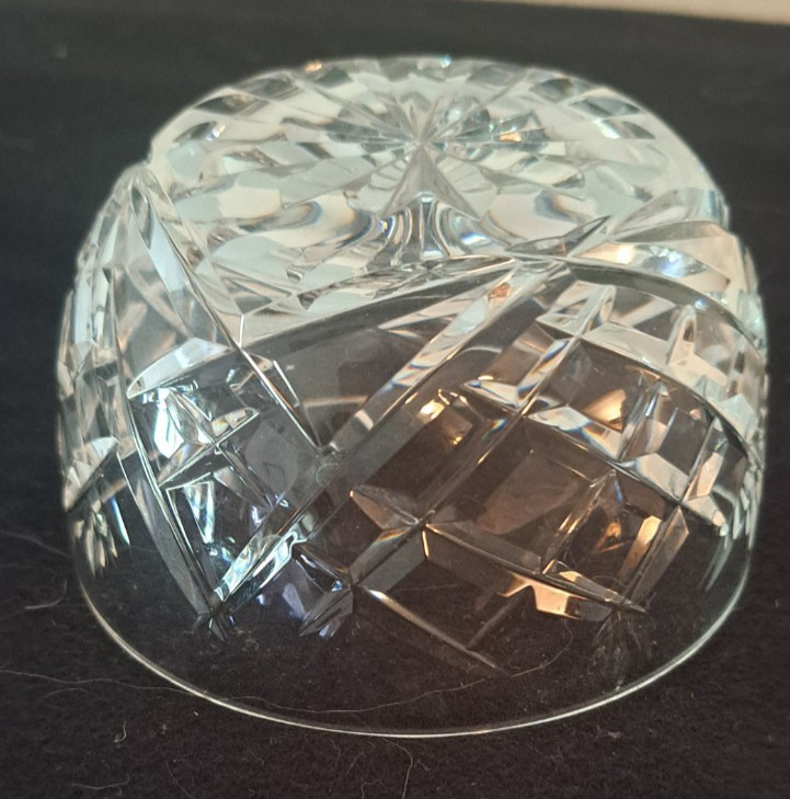 Waterford Signed Cut Crystal 4-inch Bowl, "Donegal" Pattern, Mint