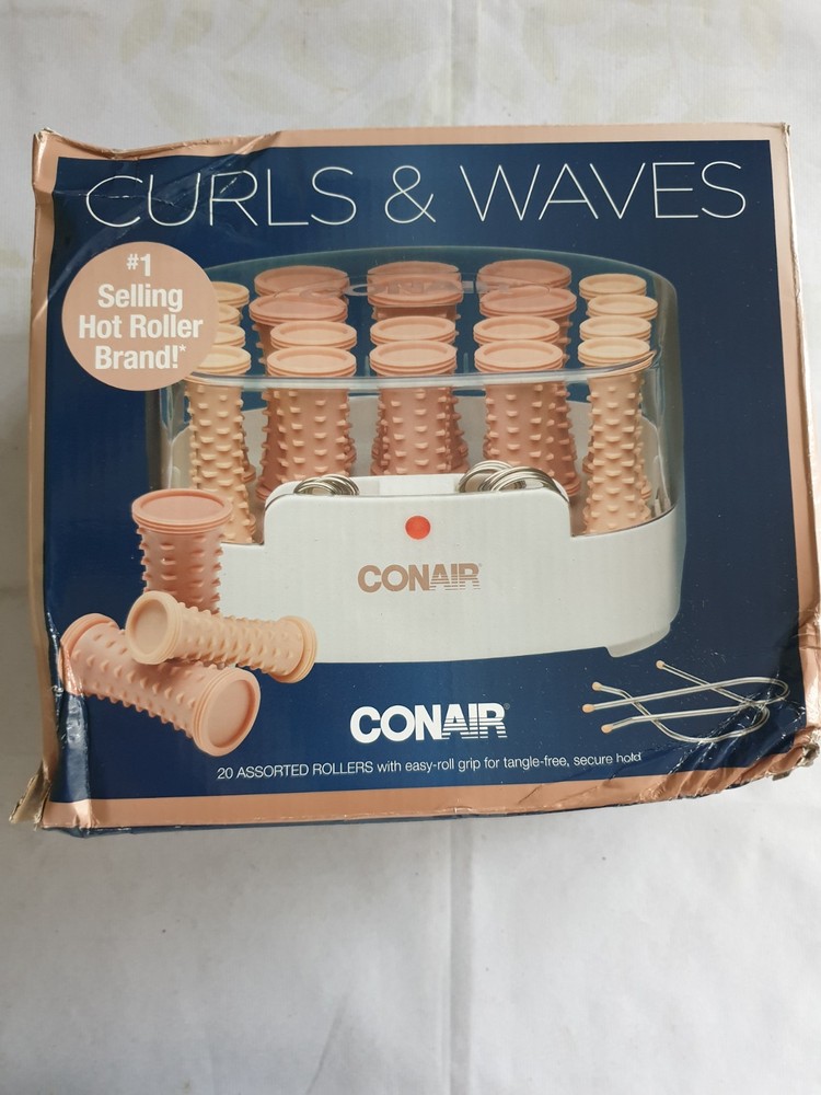 Conair Compact Multi-Size Hot Rollers Coral Easy-Roll Grip 20 Assorted Rollers