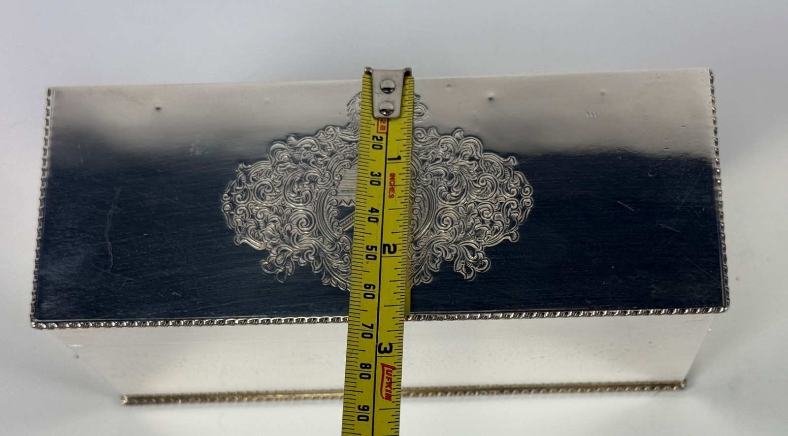 Barker Ellis Vintage Silver Plate Tea Caddy Box, England, 6 Divided Sections