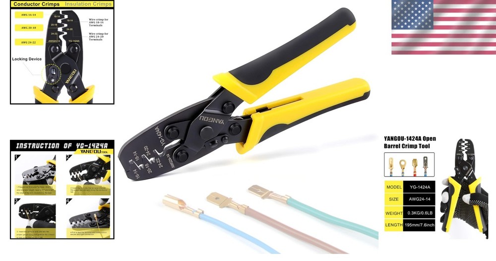 Molex Crimp Tool: Versatile 24-14 AWG with Five Crimp Stations & Ergonomic Grip