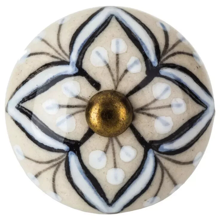 Cream Flower Drawer Puller / Cabinet Knob