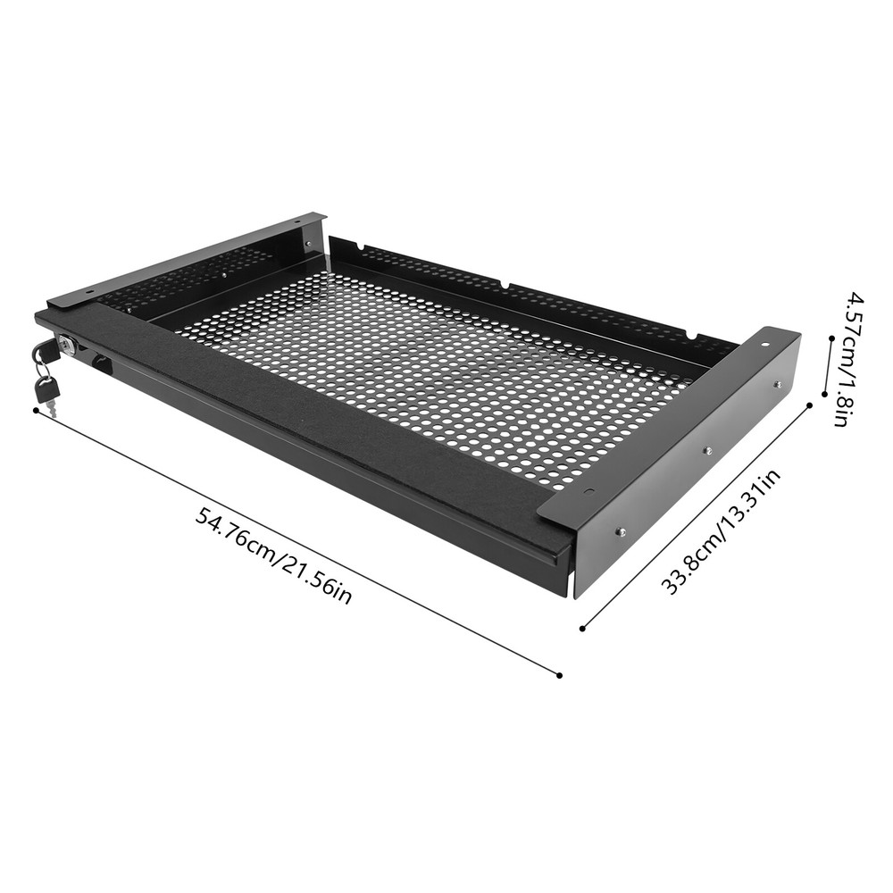Under Desk Mounted Sliding Pull-out Drawer Drawer Storage Organizer Drawer W/Key
