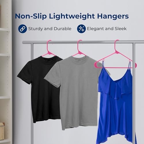 SereneLife 20-Pack Plastic Hangers (Pink)