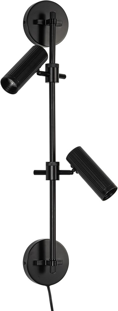 Plug in Wall Sconces, Black 2 Lights Rotatable Wall Lamp with Switch Cord Wall
