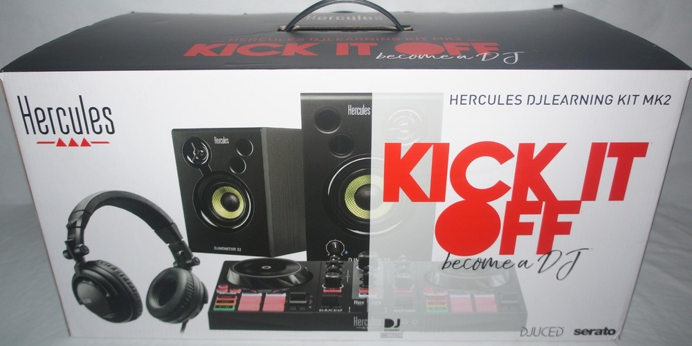 New Hercules DJ Learning Kit MK II 2 Complete System Controller, Speakers & Head