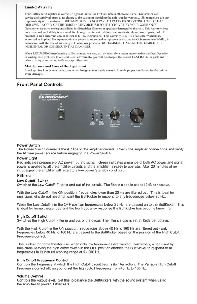 ButtKicker Power Amp BKA1000-4