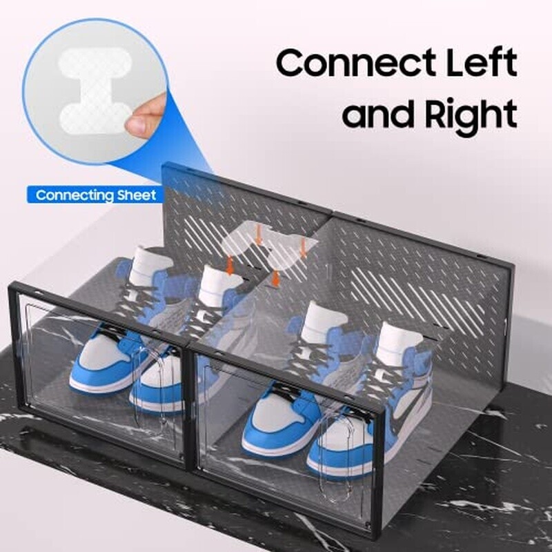 X-Large Stackable Shoe Storage Box W/ Magnetic Door 12 Pack Clear Organizer New