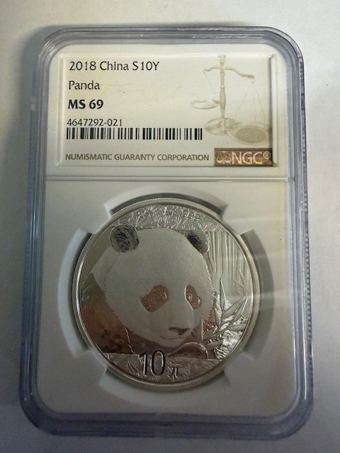 2018 China Silver 10 Yuan Panda - NGC MS69