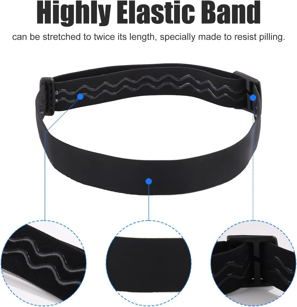 Elastic Headlamp Strap, Black Headlamp Strap Replacement Headband Comfortable No