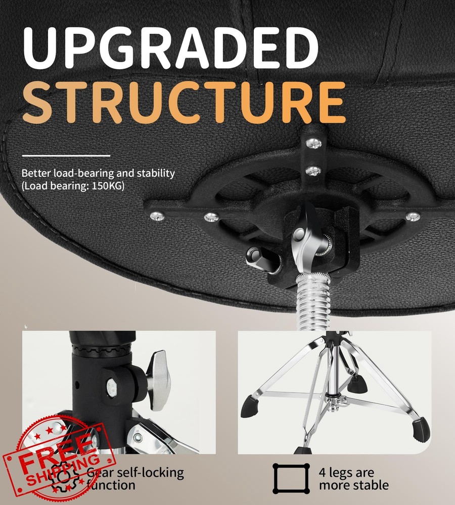 Vangoa Hydraulic Drum Throne Saddle Stool Black VDT30