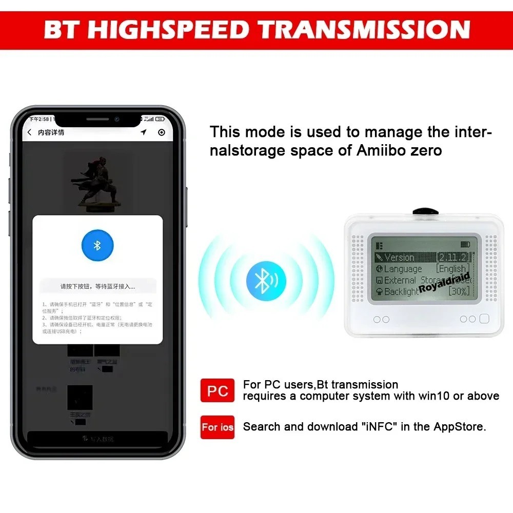 Amiibo NFC Tag Emulator Bluetooth-Compatible Emulator for Nintendo Switch 1 & 2