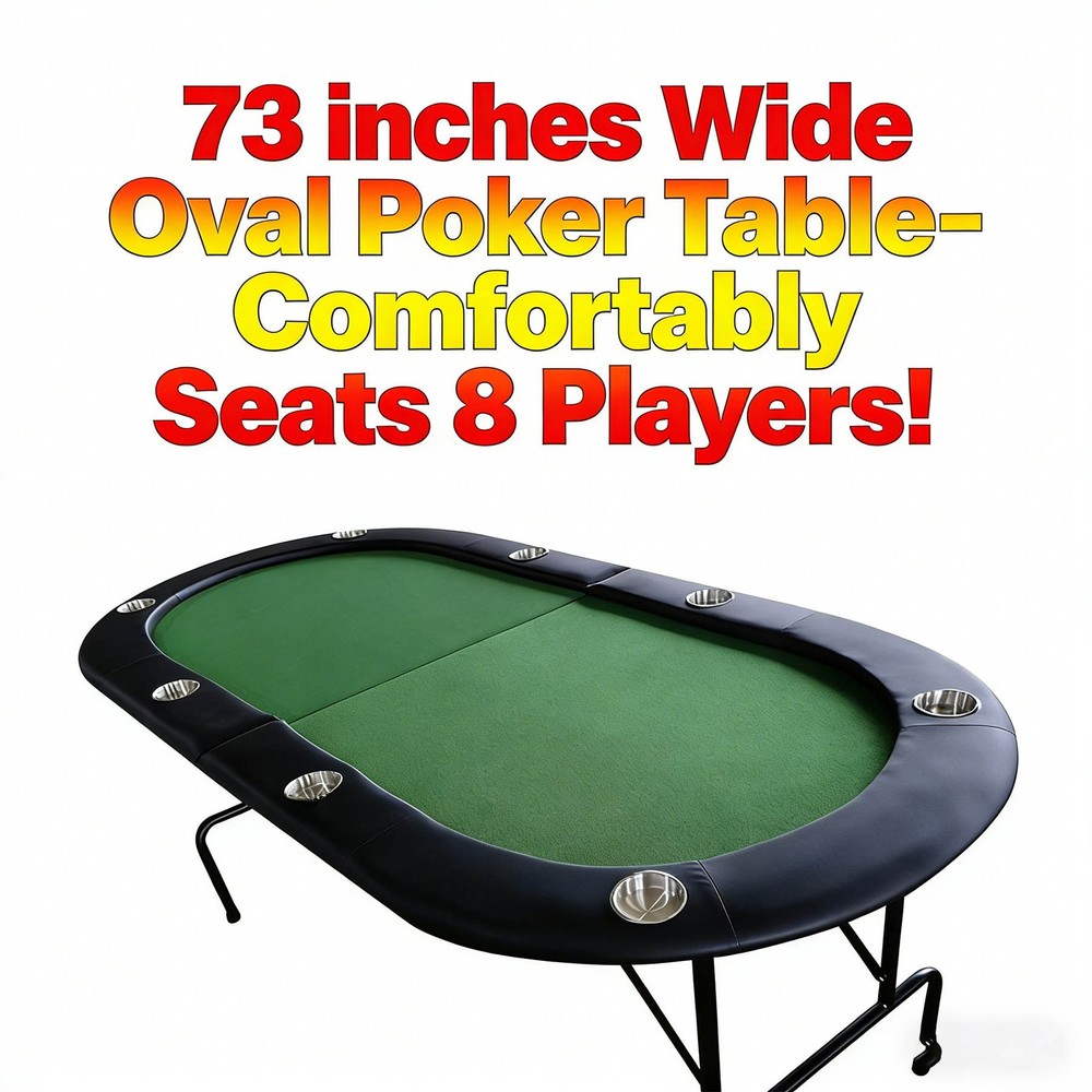 73-inch Foldable Poker Table with Cup Holder