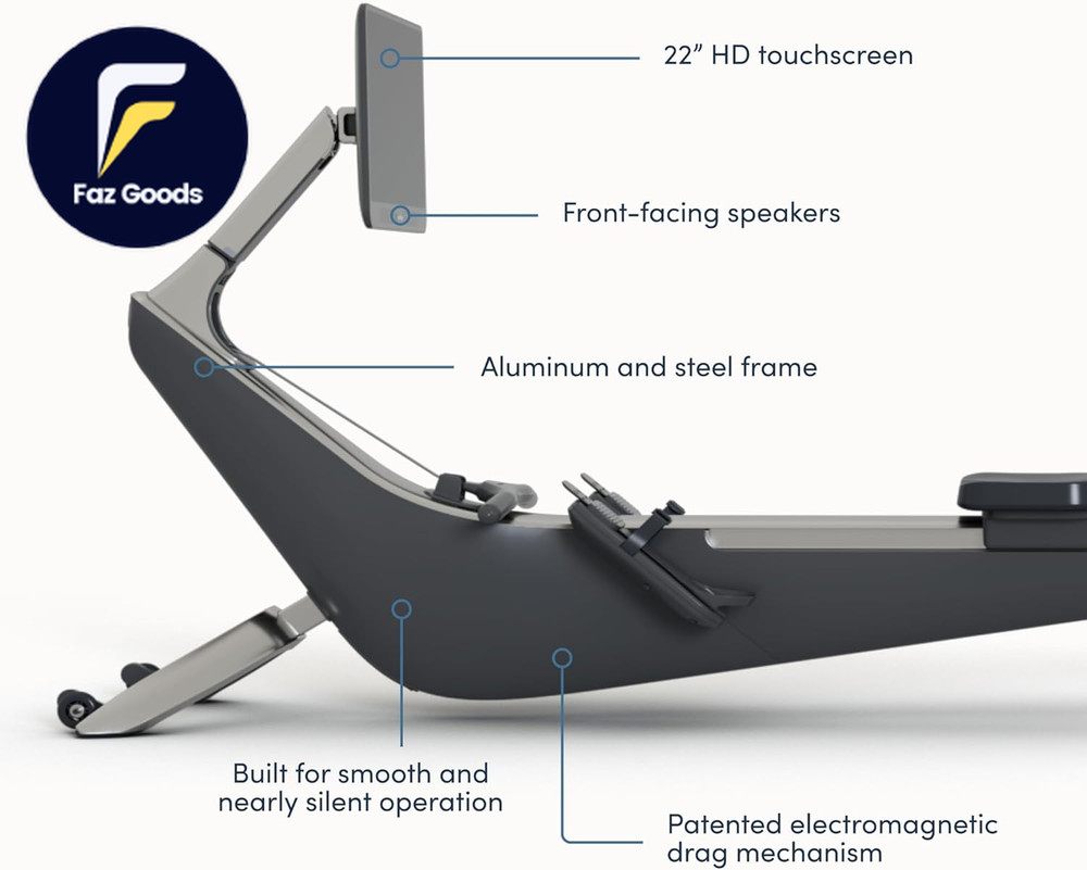 Origin Rowing Machine with Immersive 22" HD Rotating Screen Stows Upright