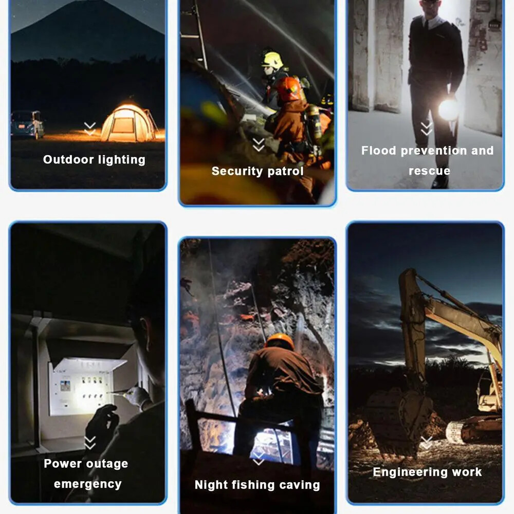 3000000LM Super Bright Solar Rechargeable LED Spotlight Flashlight Searchlight