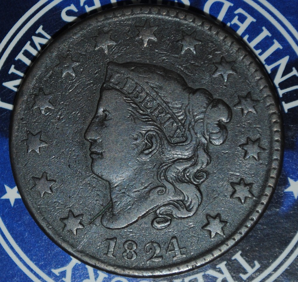 1824 CORONET LARGE CENT {{{{C617