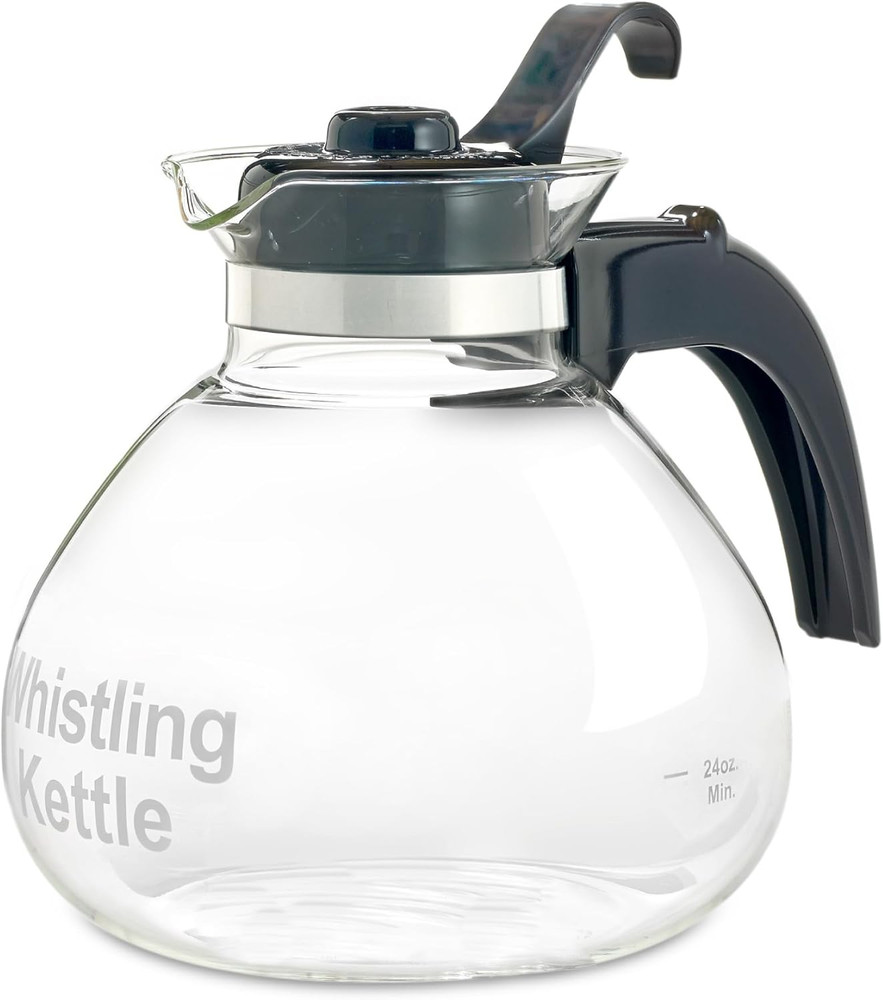 Borosilicate Glass Stove Top Whistling Tea Kettle - 12 Cup/48Oz Capacity - Bpa-F