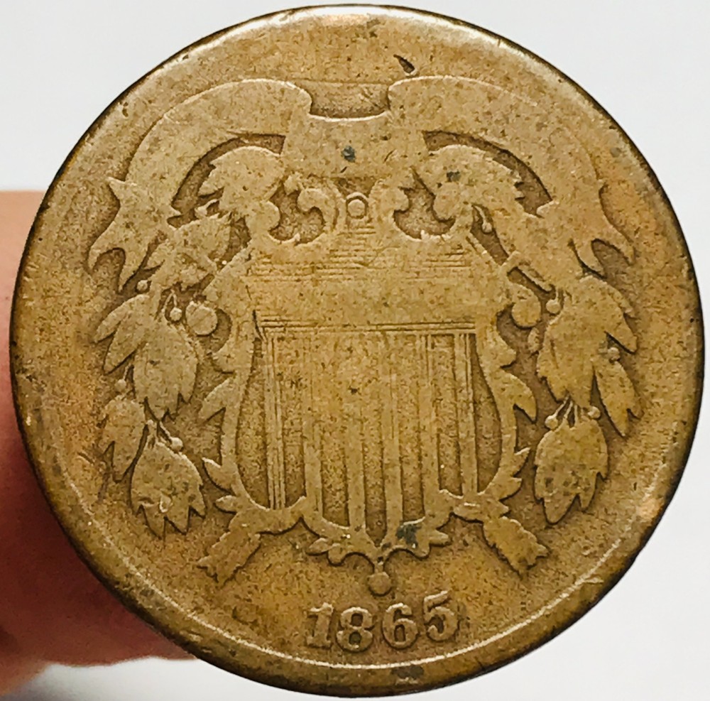 1865 Two Cent Piece 2C Civil War Date Plain 5 US Coin CC29603