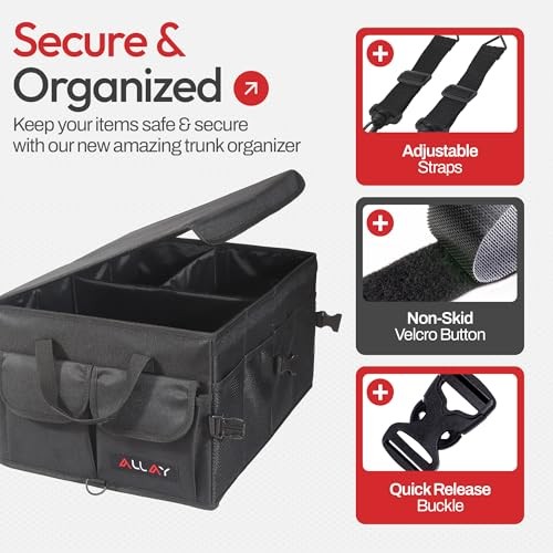 Trunk Organizer for Car with Lid – Foldable SUV Trunk Organizer – Standard
