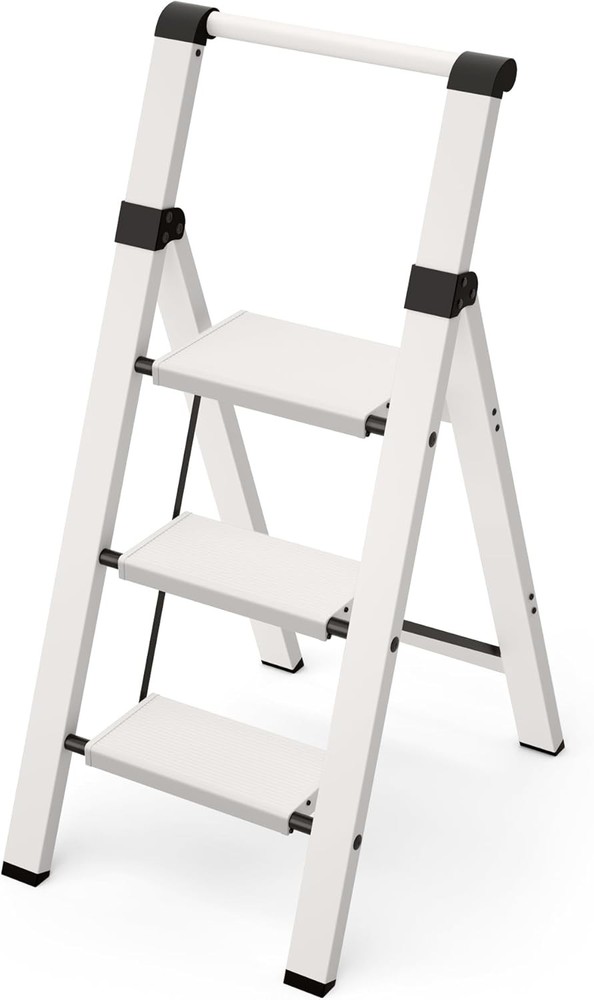 3 Step Ladder Lightweight Aluminum Step Stool W/ Convenient Handgrip Folding