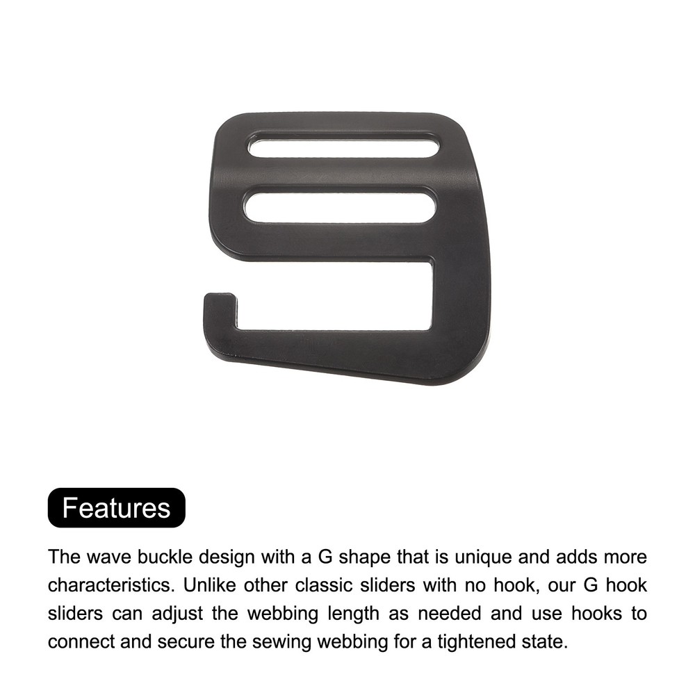 0.98" Webbing Release G Hook Buckle Adjuster for Backpack Strap 2Pcs Matte Black