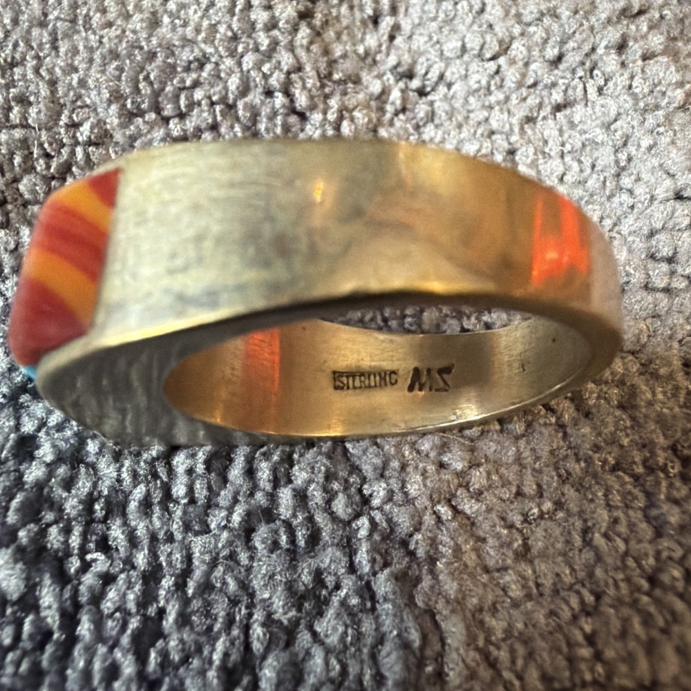 Native American Ring - Sterling Silver & Stone (9.75)
